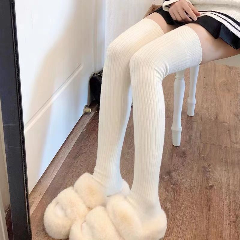 Thigh Socks over the Knee Stockings for Women Thickeneded Autumn and Winter Extended Version High Socks Slimming Look Vertical Stripesd Warm Knee Socks