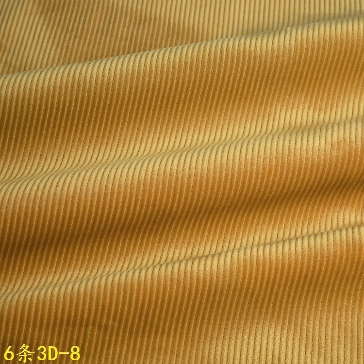Manufacturer Corduroy Wholesale 6 Pieces 3D Egg-Yellow Corduroy in Stock Fabric, Velvet Ribbed 6-Pit 3D Knitted Fabric