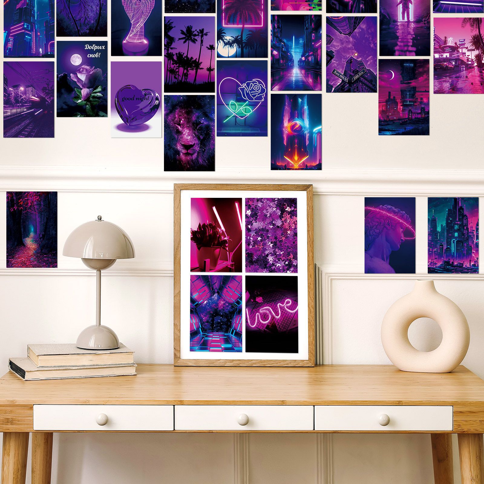 Picture of 50 wall cards purple love niche abstract art bedroom postcards picture frame wall wall cards