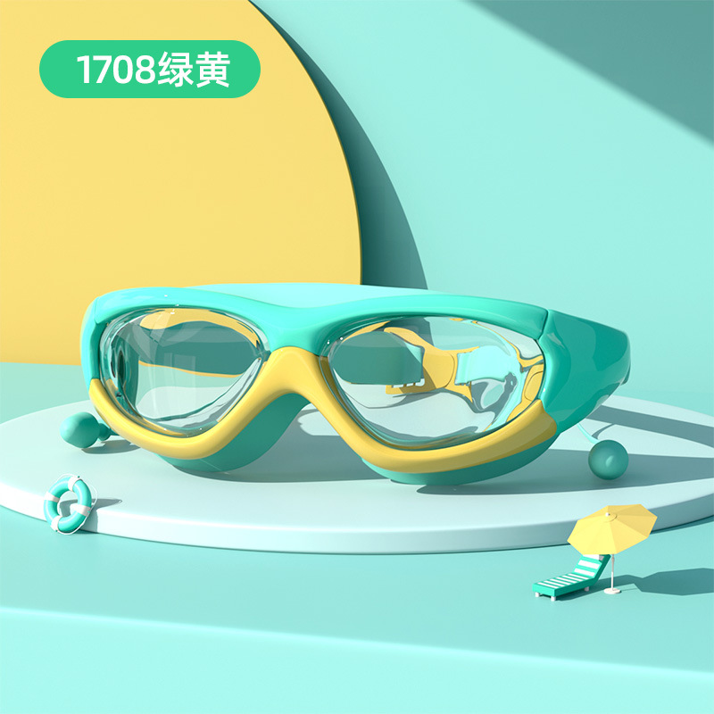 Picture of Children's Swimming Goggles Large Frame Multi-Color Waterproof and Anti-Fog Swimming Goggles for Children, Boys and Girls, Water Play Goggles with Earplugs