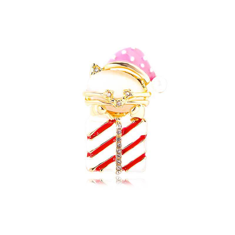 Picture of European and American Christmas brooch cartoon cute red brooch fashion high-end oil drop pin for men and women