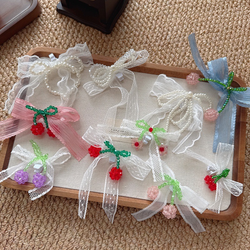 Sweet Lace Bow Cherry Shoes Accessories Casual White Shoes Shoe Buckle Low-Top Bread Shoes Clogs Shoe Flowers