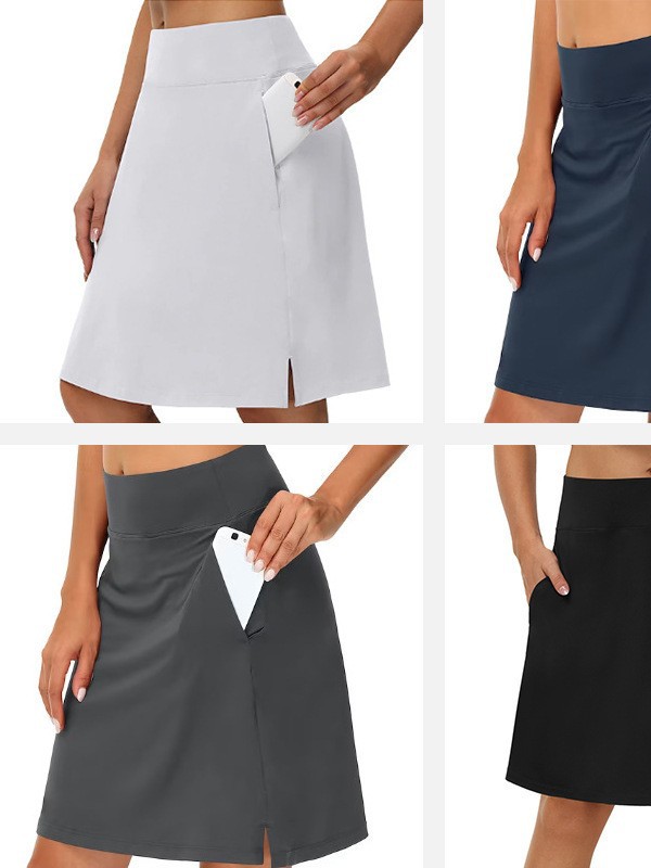 Cross-border casual style sports tennis skirt and pants faux two-piece yoga fitness mid-length 2025 hot-selling women's personalized style