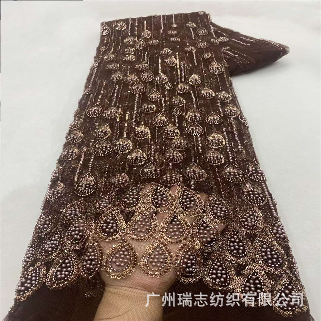 Picture of French Unilateral Drop Children's Wear dress Wedding Dress Sequin Embroidered Bead Fabric Uygur Turban Fabric