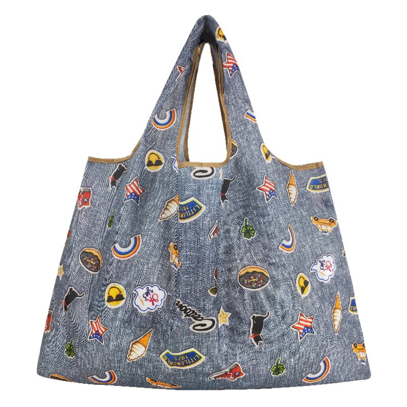 Foldable Shopping Bag Storage Bag Eco-Friendly Bag Supermarket Grocery Bag Portable Oxford Cloth Bag Foldable Portable