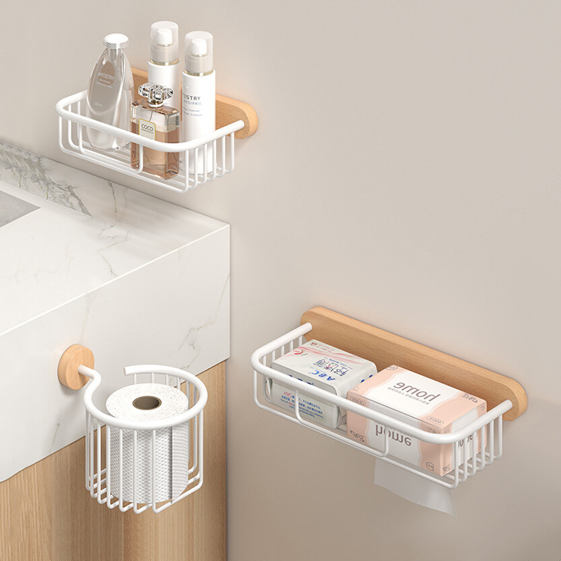 Log Paper Towel Rack Bathroom Japanese Style Paper Basket Face Towel Storage Rack Roll Paper Rack Cosmetics Storage Rack Draining Net Basket