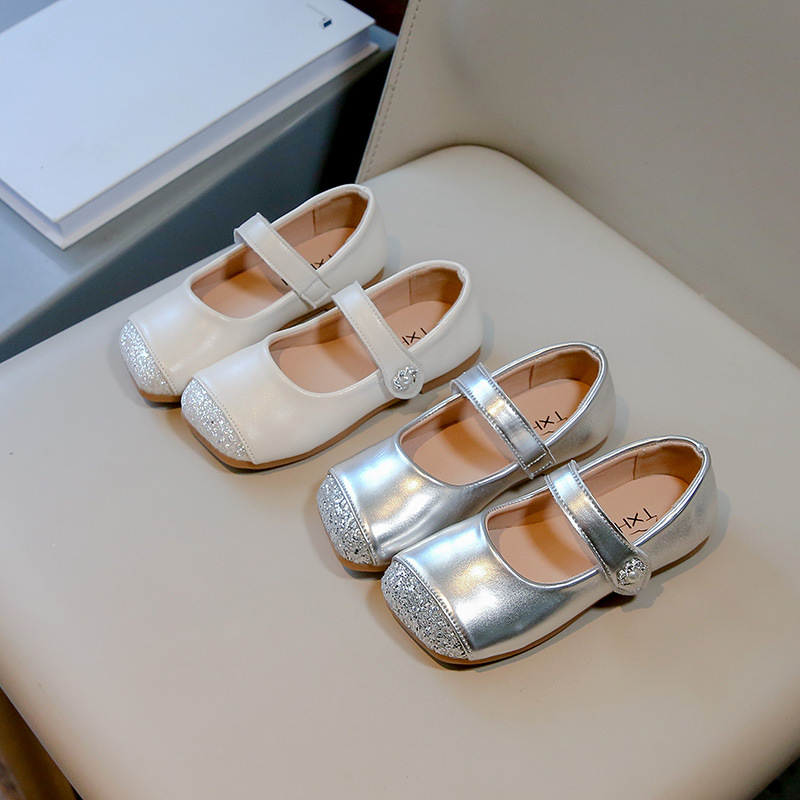 Girls' Shoes 2025 Spring and Autumn New Korean Style Girls' Fashion Princess Shoes Leather Shoes Soft Sole Fashion Shoes Performance Shoes Trbottomy Shoes