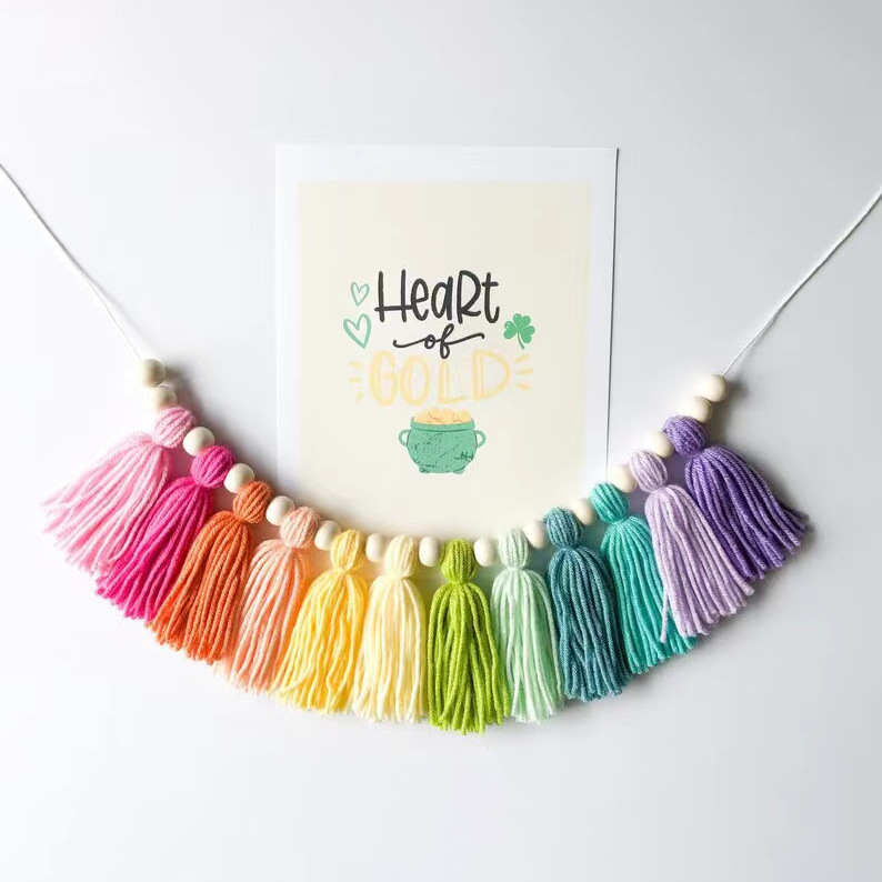 Picture of ins decorative Bohemian tassel banner handmade tassel garden, children's room decoration party banner