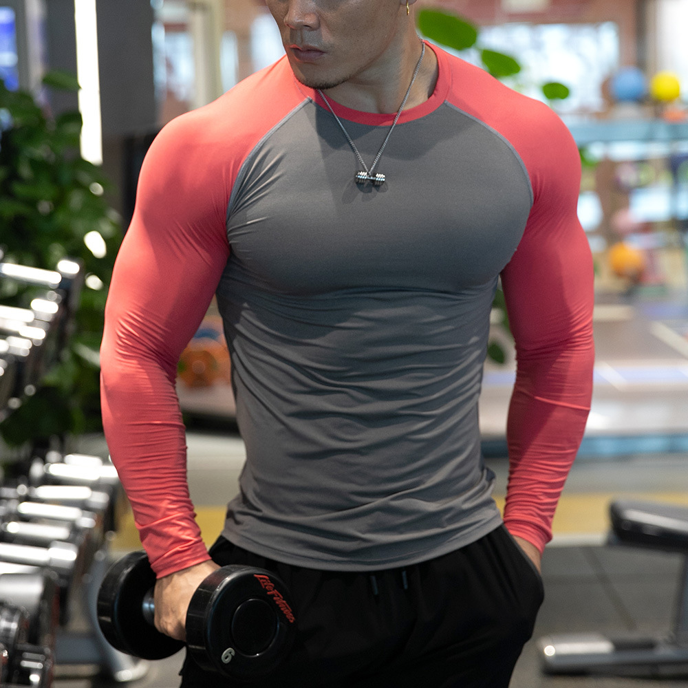 Ice Silk Sense Quick-drying Fitness Long-sleeved Men's Slim-fit Quick-drying Clothes Sports T-shirt Moisture Absorption and Perspiration Breathable Training Training Coat