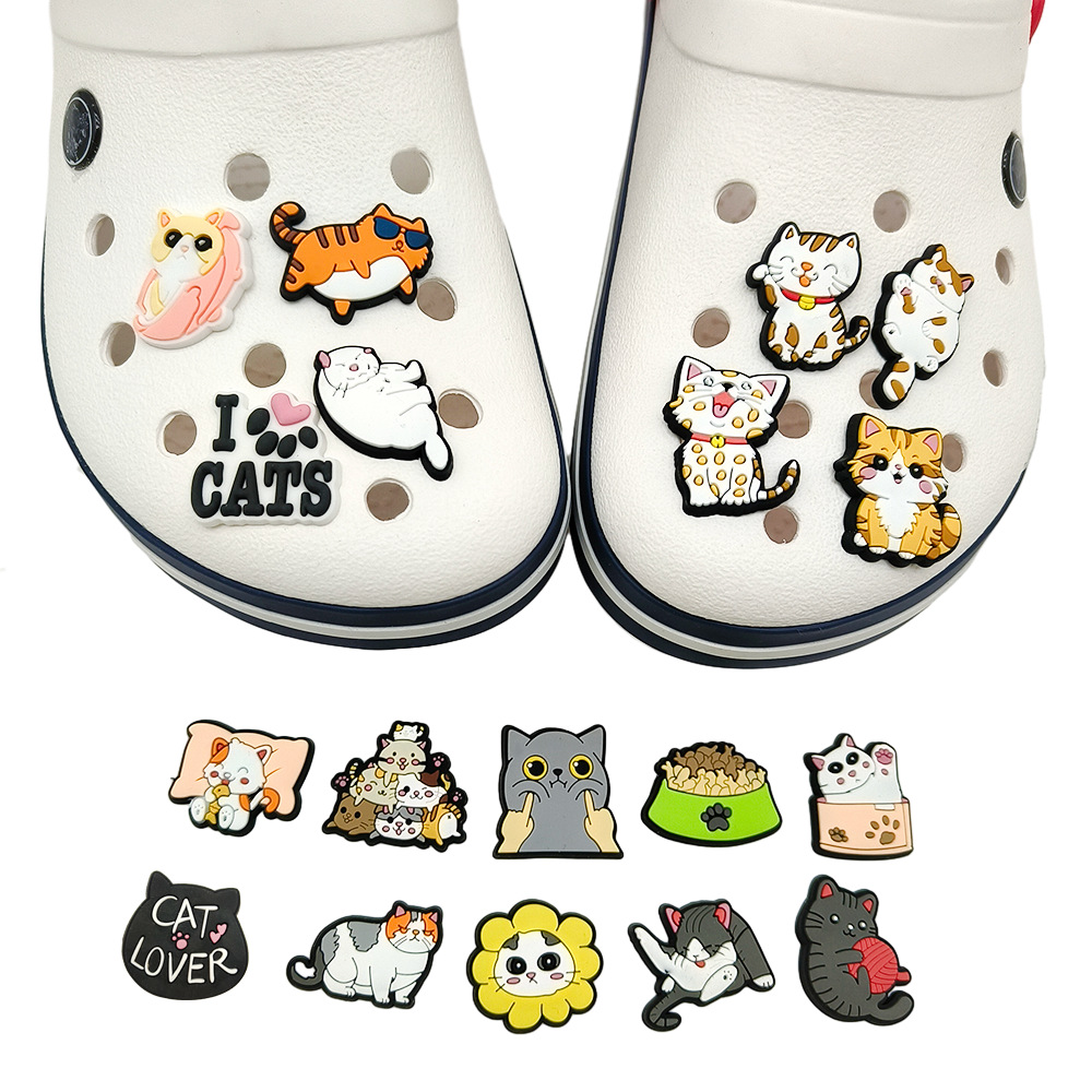 Picture of suit Cute Cat Series Cave Shoes Shoes Flower Accessories Cave Shoes Diy Accessories PVC Drop Plastic Shoe Buckle