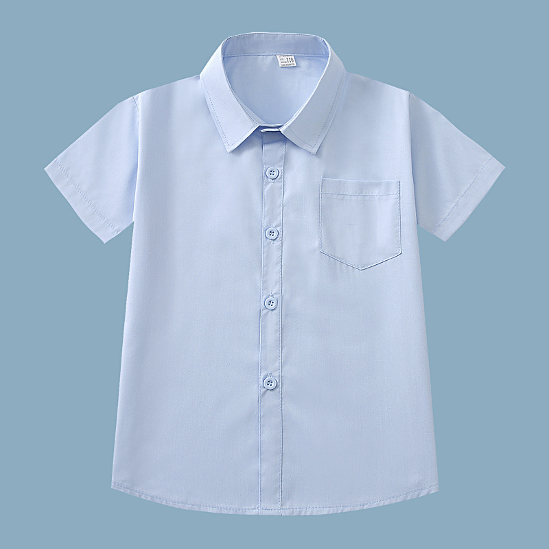 Picture of Children's shirt boy's shirt blue short-sleeved shirt high color fastness school uniform shirt non-shrinking anti-wrinkle