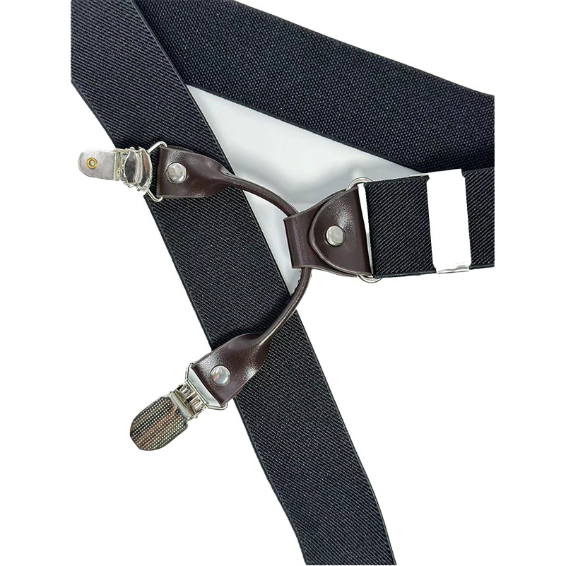 Factory direct supply: 6 clip men's suspenders strap thick elastic band high quality hardware accessories in stock direct supply