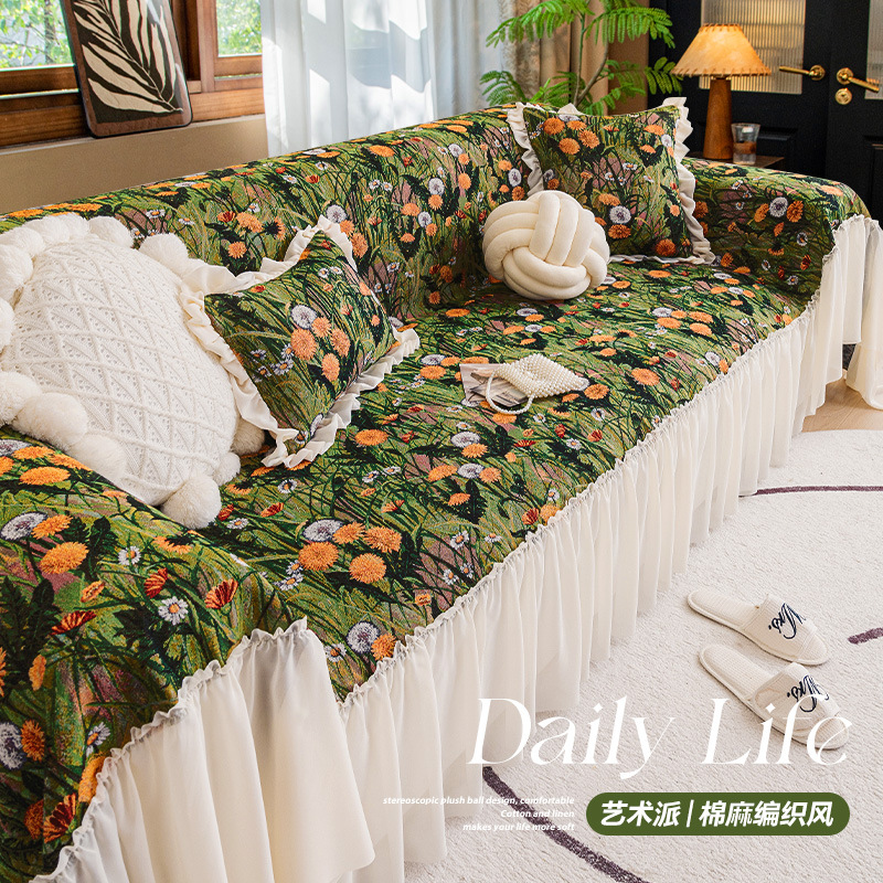 Pastoral Style High-End Sofa Cover Cloth 2025 Autumn and Winter New All-Inclusive Cover Towel Universal Non-Slip Cover Cushion Blanket