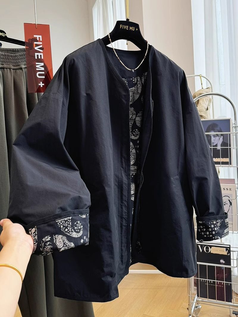 2024 New Vintage Cashew Flower Korean Style High-end Sense Loose Thin Coat Women's Spring and Autumn Small Casual Coat