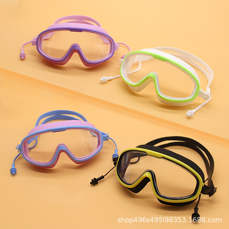 high quality adult swimming goggles HD waterproof anti-fog with earplugs swimming glasses large frame swimming goggles swimming cap suit
