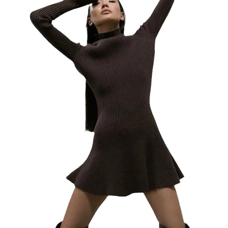 Picture of European and American Export 2024 Autumn and Winter Thick Turtleneck Sweater Knitted Petite Pullover Women's Sweater Dress Black Thick Style