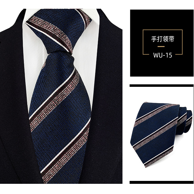 Picture of Men's Tie Jacquard Silk 8cm Hand Tie Professional Dress Interview Business Stripe Tie Men's in stock Wholesale