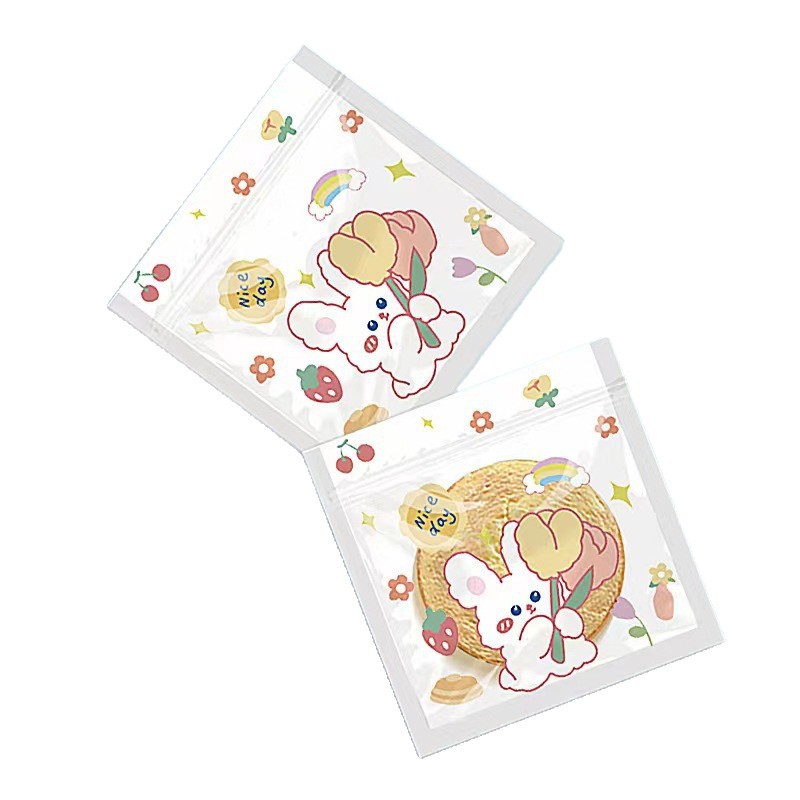 Picture of Little rabbit bear cute cartoon cookie bag snack food packaging bag nougat bag self-sealing zipper bag 50