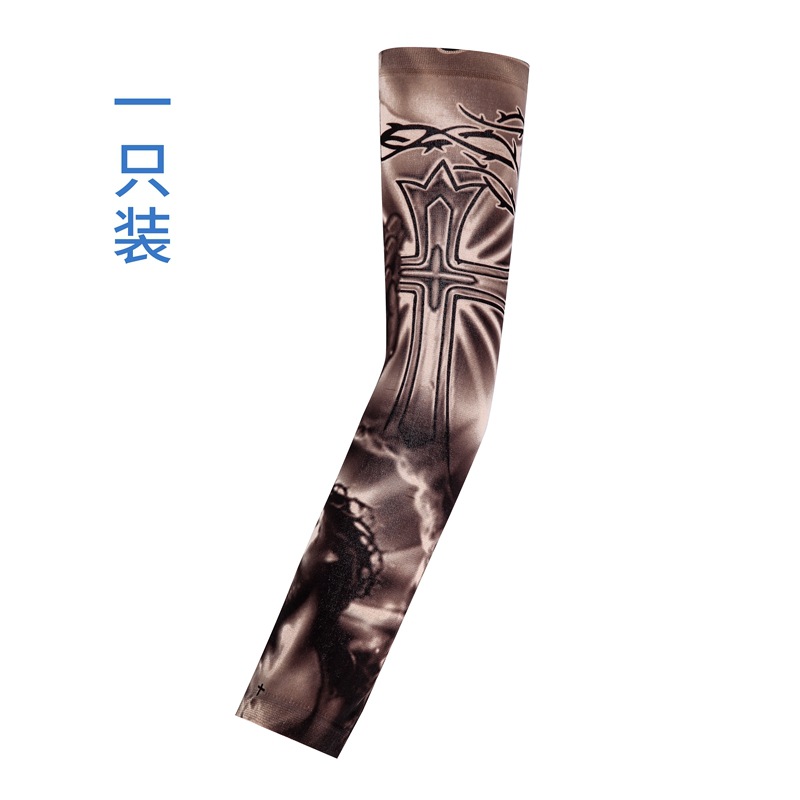 Picture of Flower Arm Tattoo Sleeve Seamless Outdoor Riding Tattoo Sunscreen Sleeve Riding Tattoo Sleeve Optional Color Cross Border