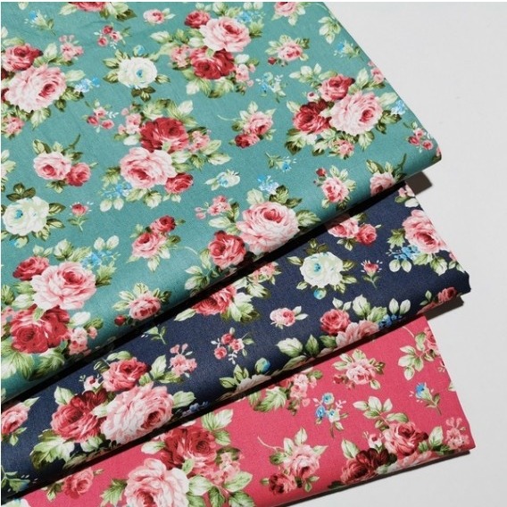 Handmade DIY fabric cloth rose small floral cotton cotton twill pink printed fabric cloth