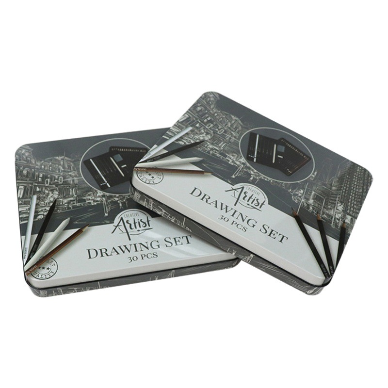 Supply Packaging Tin Box Rectangular Watercolor Pencil Stationery Gift Storage Tinplate Packaging Tin Box Printed Logo