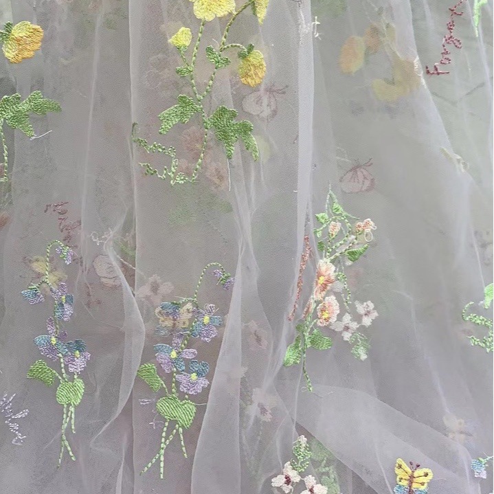2025 New Spring and Summer Small Fresh Swiss Net Butterfly Multicolor dress Mesh Fabric Children's Wear Embroidered Fabric