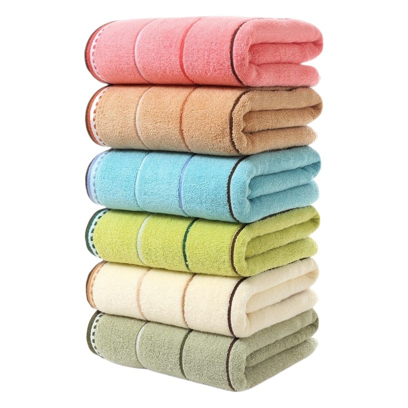 Spot wholesale plain cut off six-color stripes multi-color thick absorbent cotton bath towel gift towel a generation of hair