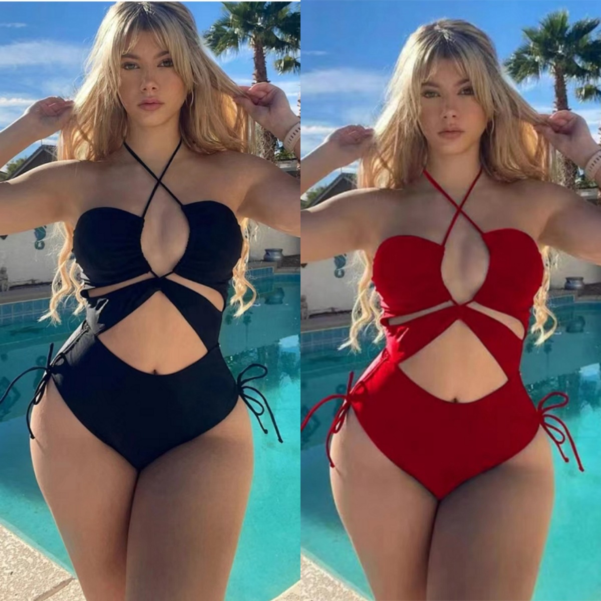 European and American sexy Amazon one-piece triangle swimsuit female in stock wholesale Russian foreign trade swimsuit slimming bikini