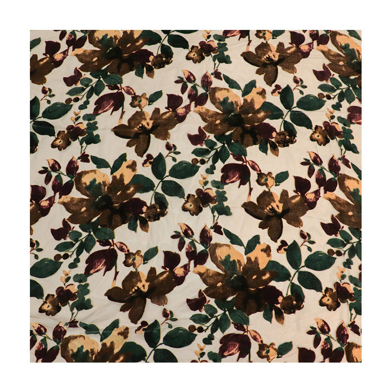 Picture of Factory Wholesale Woven Velvet Brocade Viscose Printed Burnt Flower Velvet Fabric Nightgown Dress Cheongsam