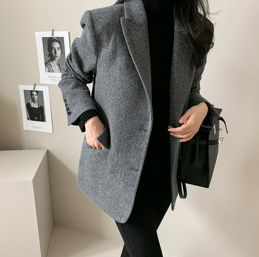 Picture of Popular Slimming Large Size Acetate Mid-Length Suit Collar Windbreaker for Women Commuting Temperament Cross-Border Supply Factory Direct Sales