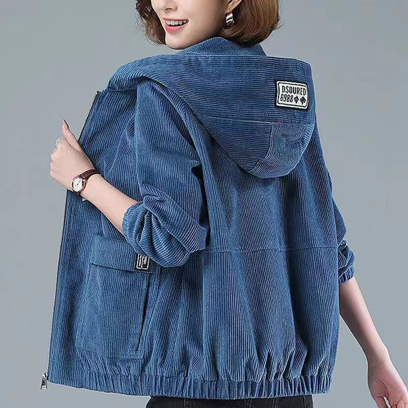 Picture of 2024 autumn and winter new corduroy coat women's casual plus size loose slim fashion mother's western style coat