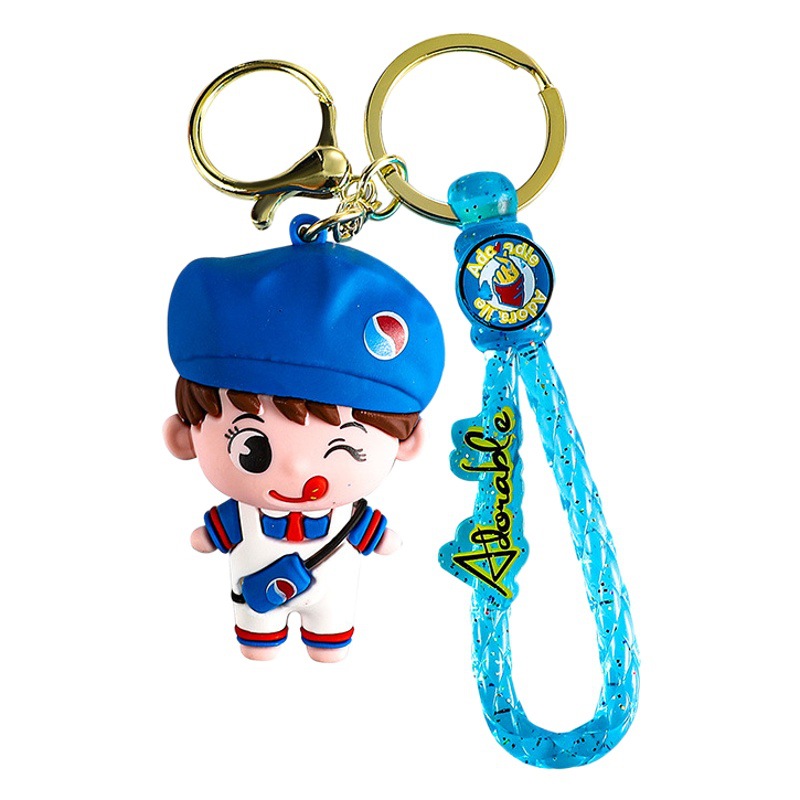 New Cola boys and girls doll Keychain Car pendant exquisite couple bag ornaments key chain ring wholesale