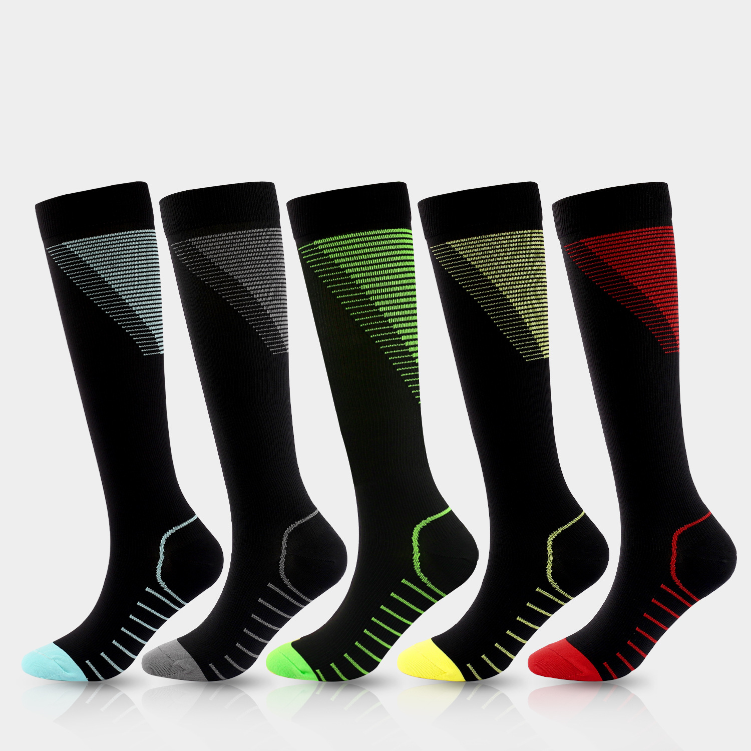 Amazon New Color Stripe V-Shaped Compression Socks Professional Sports Compression Socks Men and Women Staple Socks Fitness Socks