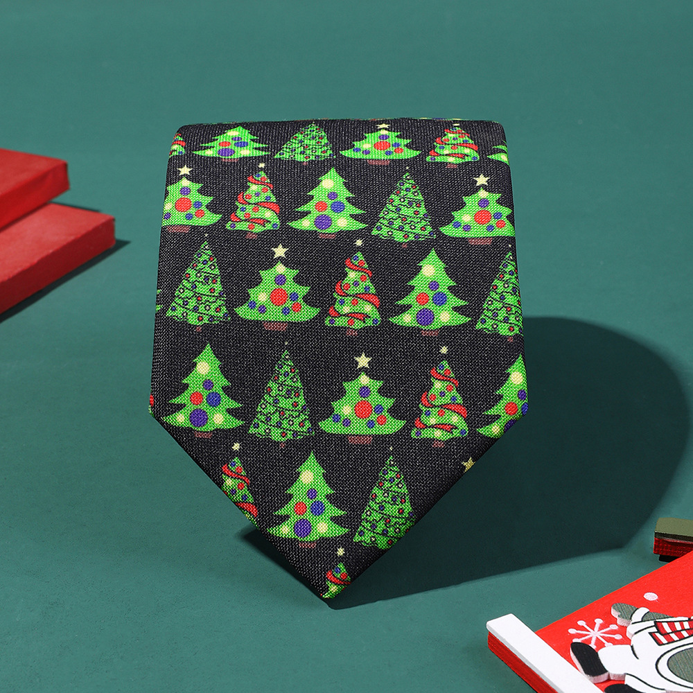 Picture of Polyester printed tie Christmas flower tie holiday formal wear clothing accessories men's tie