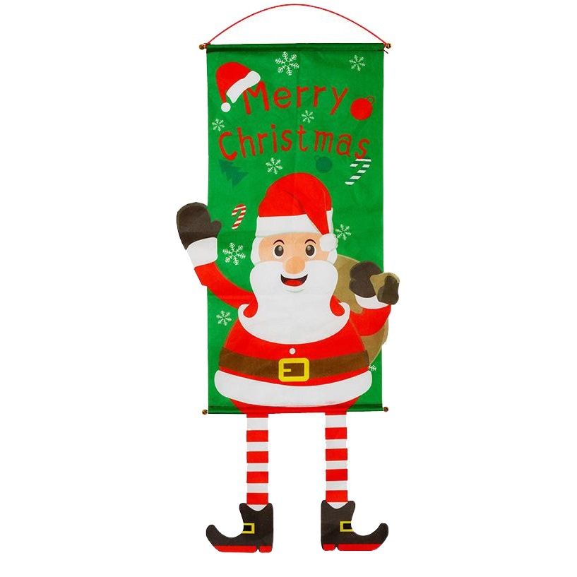 Cross-border Amazon Christmas flag hanging cloth ceiling background decorative props non-woven Santa Claus