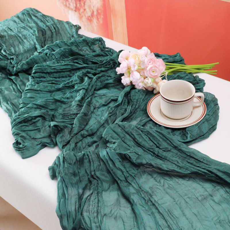 Picture of Cross-border Hot Home Birthday Party Decoration Bari Yarn Tablecloth Wedding Shooting Background Props Table Runner Wrinkled Cloth