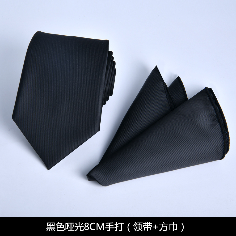 Picture of Tie Square Scarf Set 2-Piece Matte Plain Color Single Color Spot New Men's Formal Wear Business Professional 8cm Hand-Tied