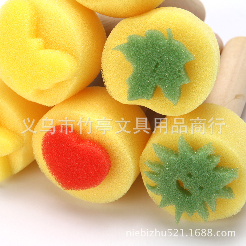 Picture of Children's painting graffiti seal painting sponge brush DIY sponge seal 6 piece set