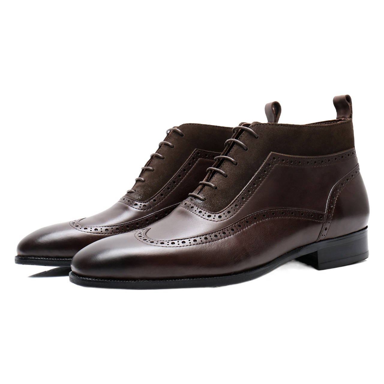 Men's Boots Genuine Leather Chelsea Boots Men's Short Boots British Boots Men's High-Top Brogue Leather Shoes Pure Cowhide