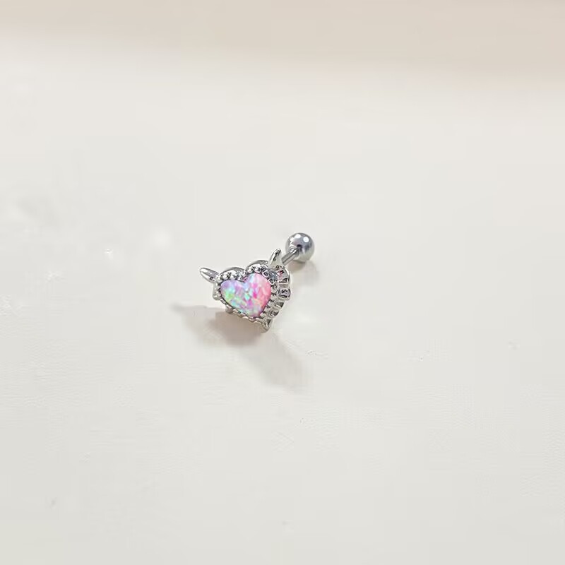 Picture of Gaibei European and American cross-border heart-shaped navel ring Opal navel ring nose clip ear studs body piercing jewelry