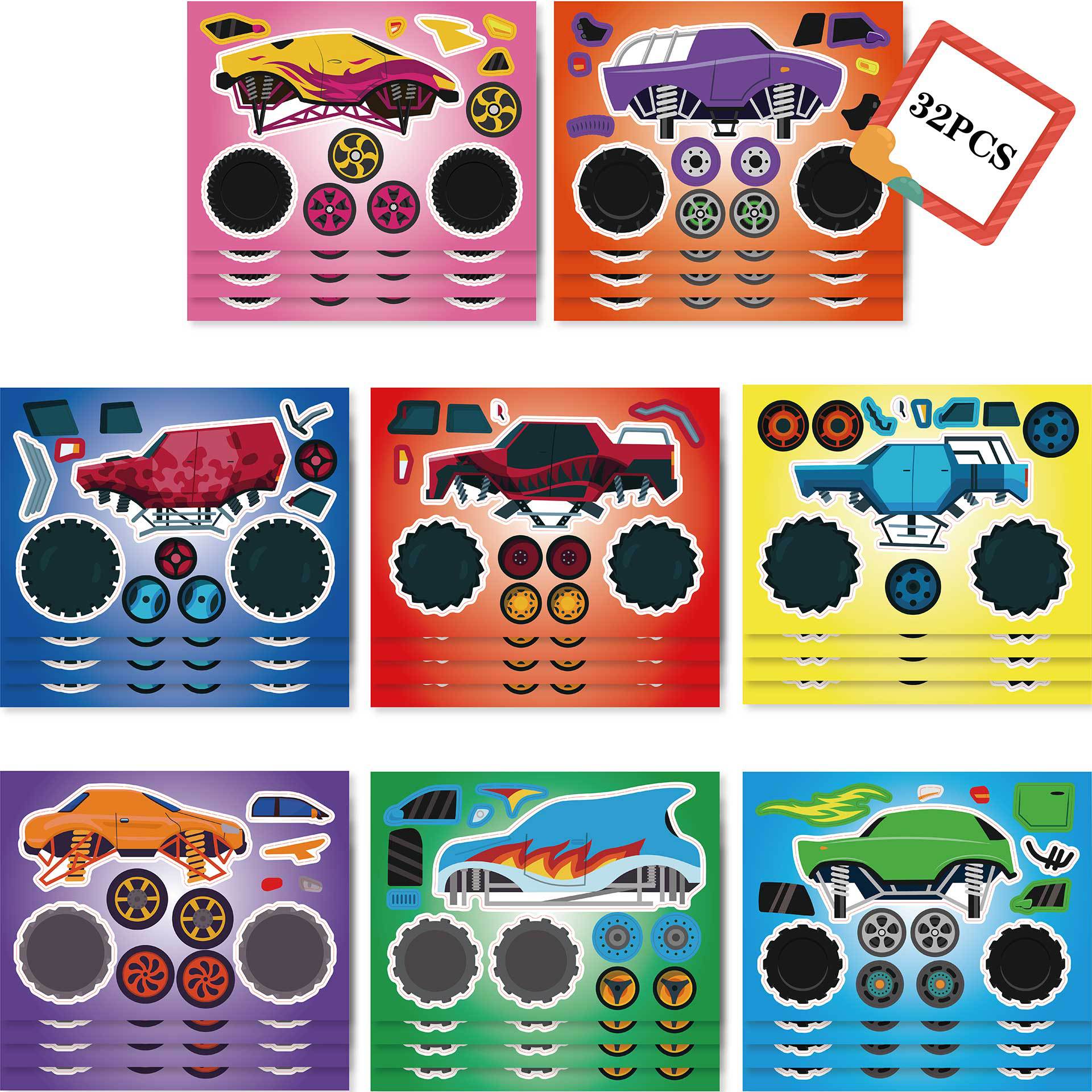 CM2303008 monster truck children's cartoon parent-child interactive puzzle hand account DIY stickers