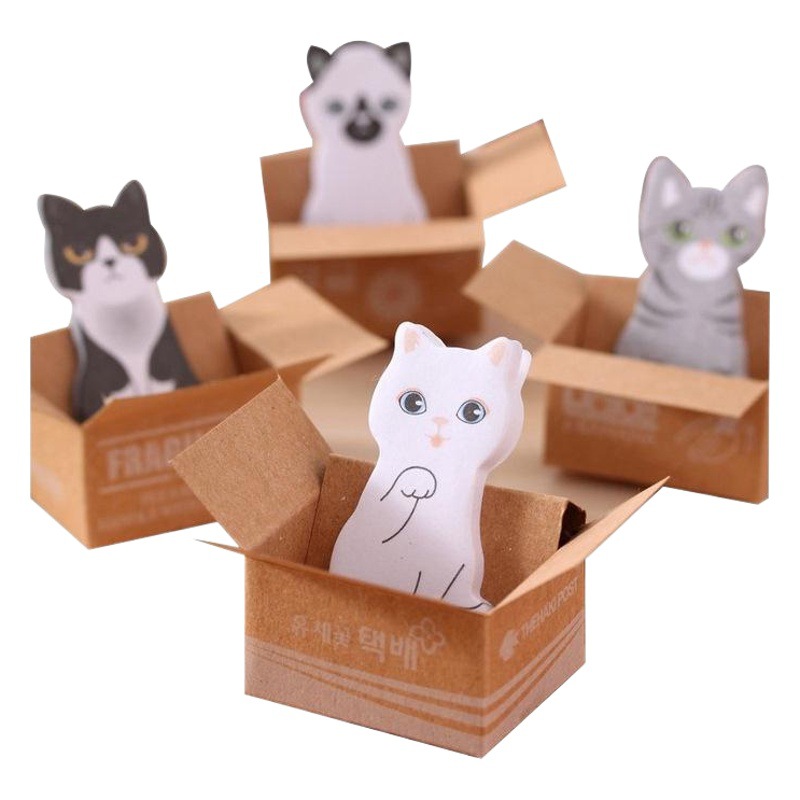 0817 Korean style Carton cute Carton cat small note pad sticky note | N times | Sticky note