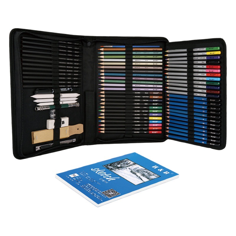 71 Pieces Sketch Colorfuled Pencil Set Water-Soluble Metal Colorfuled Lead Professional Art Painting Stationery Pencil Wholesale