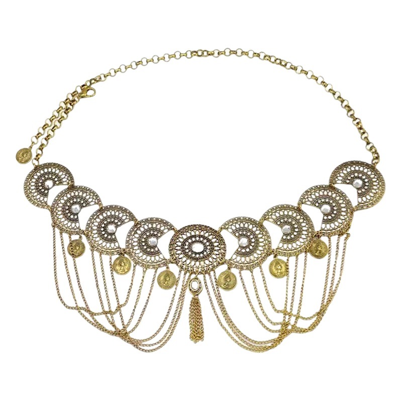 New Waist Chain Dunhuang Dance Western Exotic Tassel Accessories Belt Photographing Tang Style Tang Style Waist