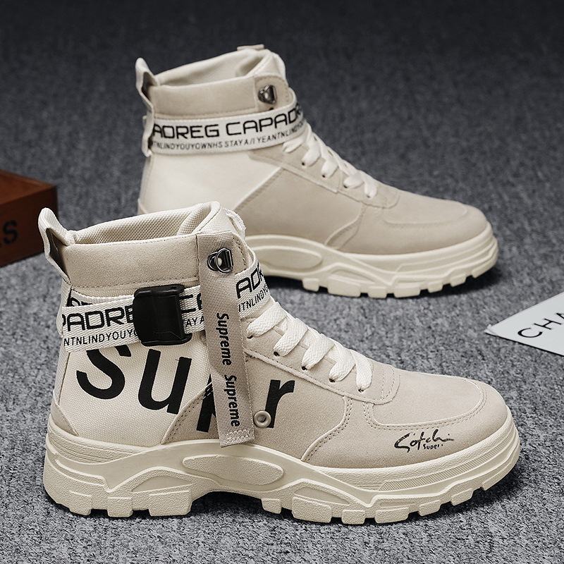 Martin Boots Men's 2024 New Spring and Autumn All-match Round Toe High-top Fashionable Martin Boots Men's Military Boots Men's Shoes