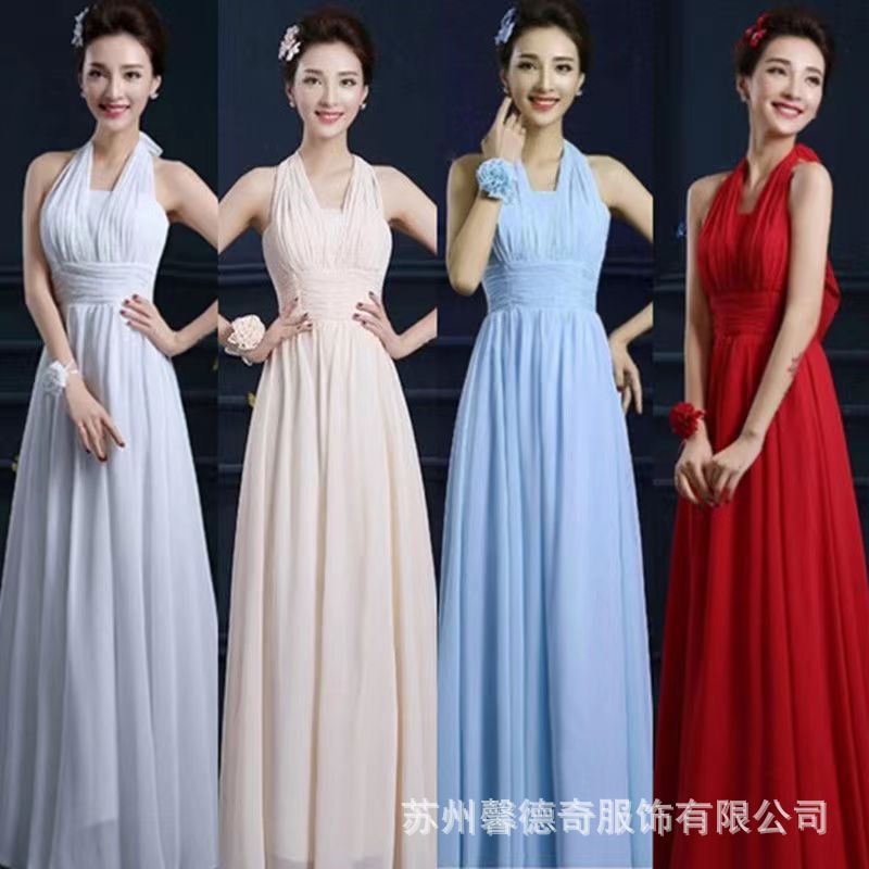 Bridesmaid Dress women's long fairy dress Korean style birthday banquet adult ceremony can be worn at ordinary times girlfriends Sisters Group dress