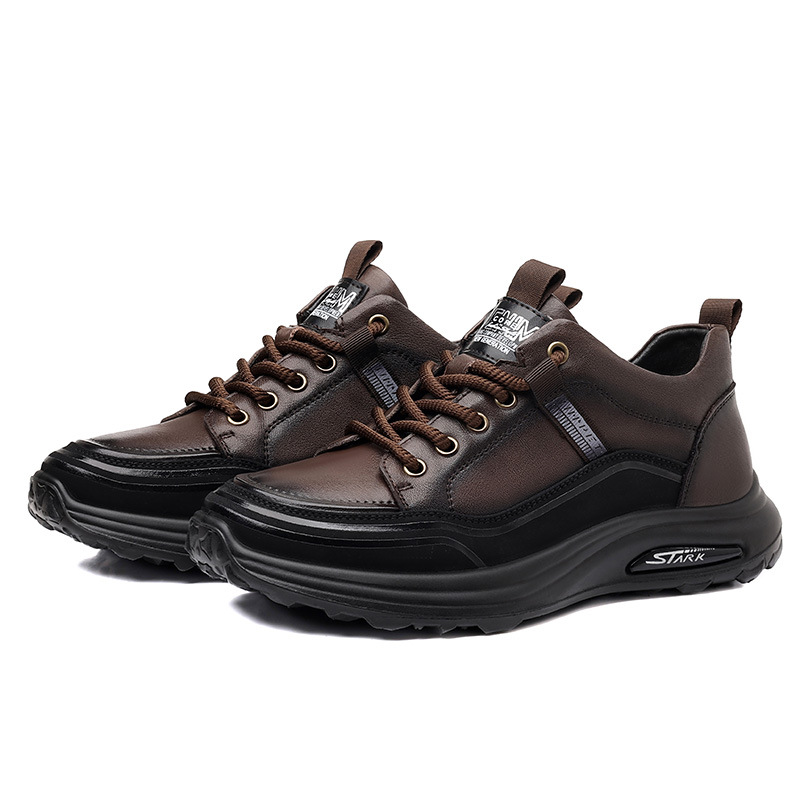 Picture of Trendy Men's Toe-Layer Cowhide Autum New Sports and Casual Shoes for Men, Lightweight Non-Slip Daily Casual Leather Shoes for Men