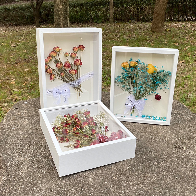 Picture of Stereo Hollow Dried Flower Photo Frame Handmade Clay Picture Frame Table Immortal Flower Butterfly Specimen Frame DIY Frame Wholesale