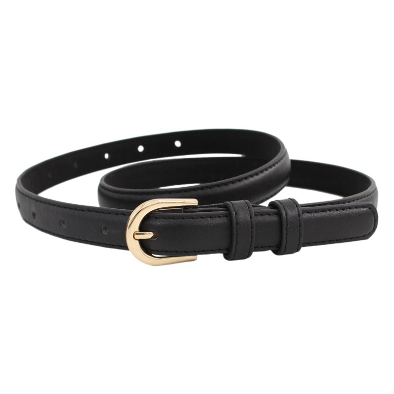 Korean version of Joker gold buckle small belt women's jeans belt fashion decorative skirt suit thin belt a generation of hair