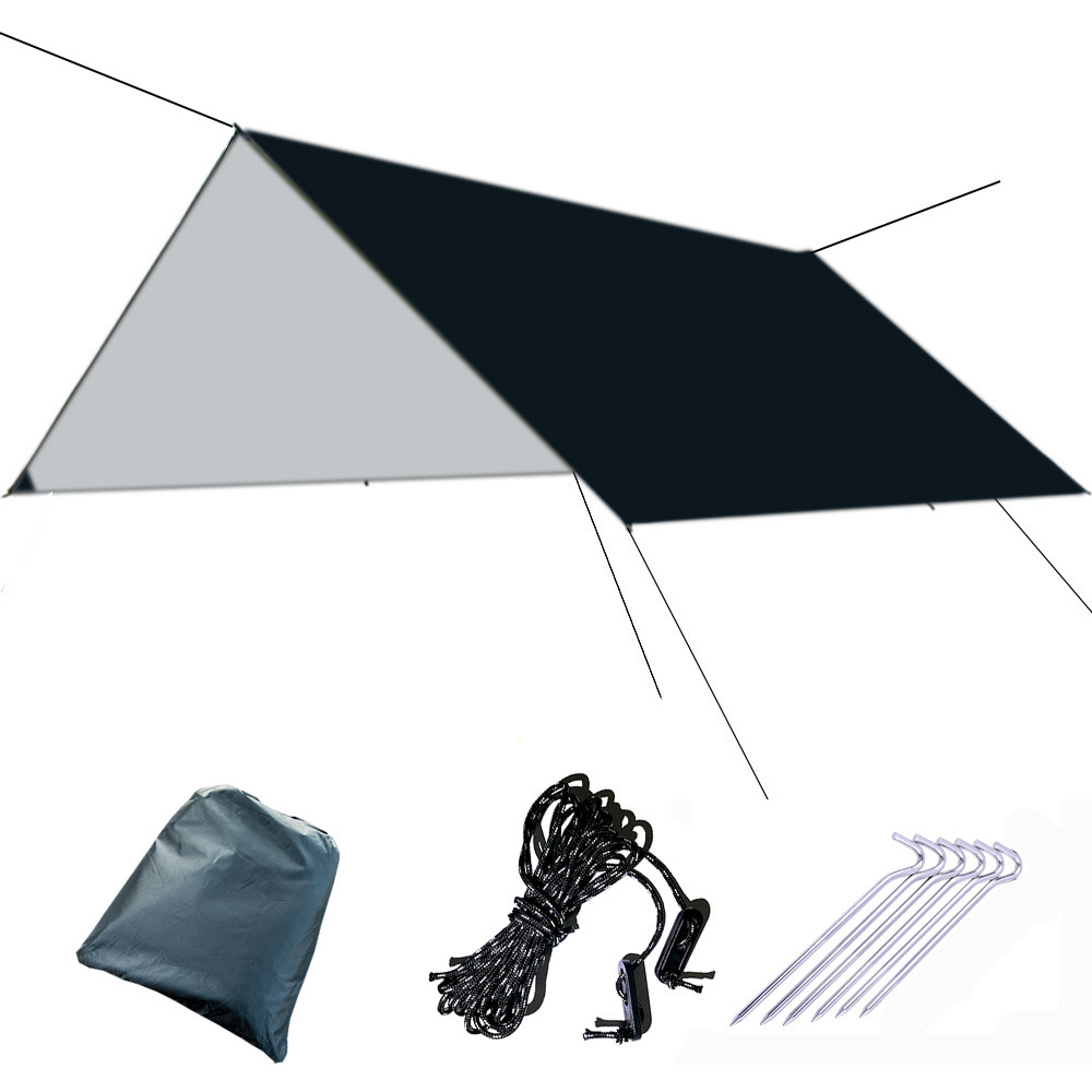Picture of Canopy Tent Outdoor 3-4 People Silver-Coated Vinyl Waterproof Sunscreen Camping Beach Mat Camping Style Cloth All-In-One